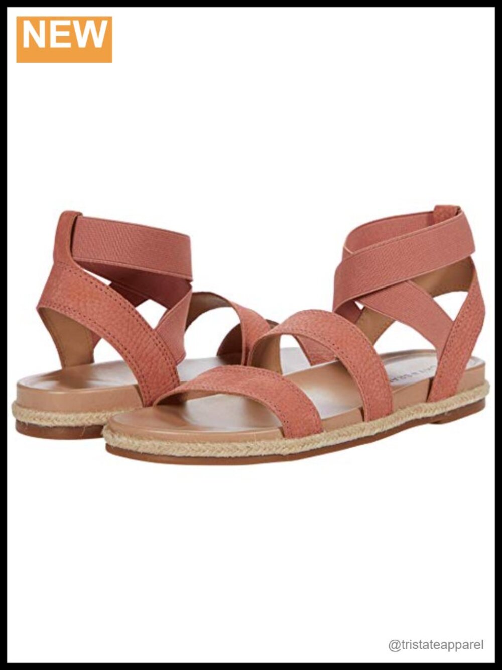 Dilane Flat Slide Sandals Leather Elastic Upper Ankle Strap Slip On